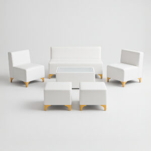 Gold-Tipped White Lounge – 6 Seats