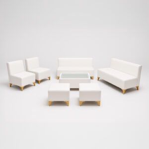 Gold-Tipped White Lounge – 8 Seats