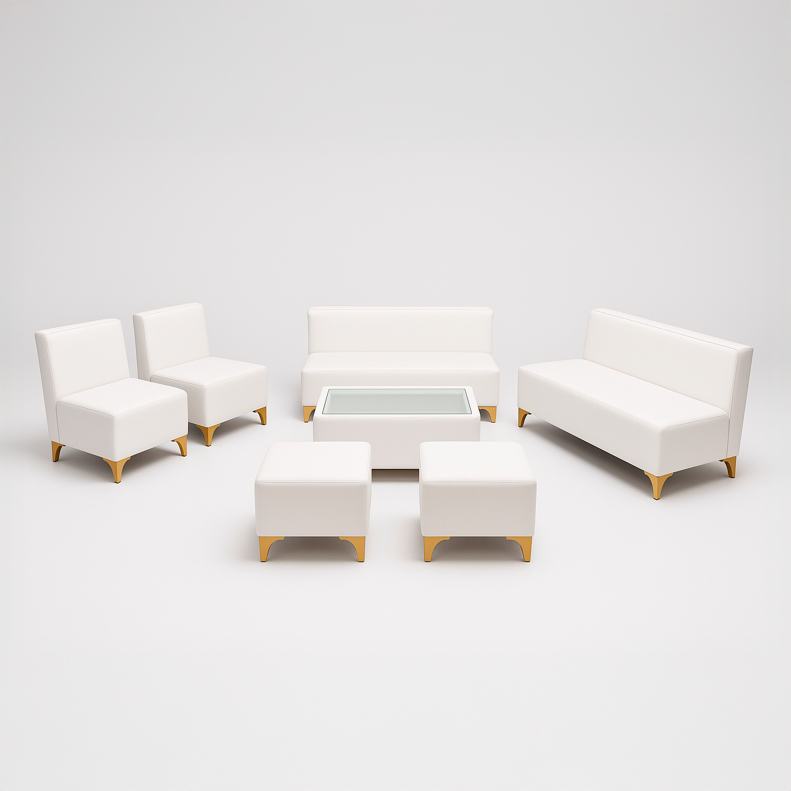 Gold-Tipped White Lounge – 8 Seats — Lounge Event L | Premium Furniture ...