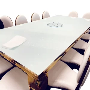 Glass Cover Dining Gold Table