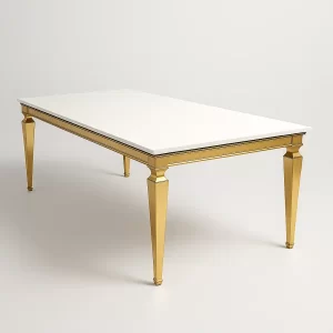 Gold Dining Table - Top White