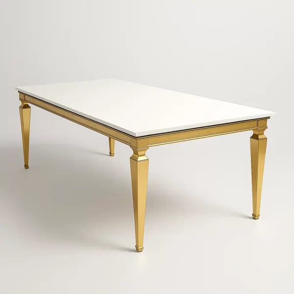 Gold Dining Table - Top White