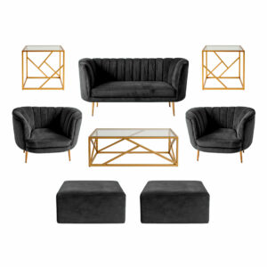 Halo Lounge + Side Tables - Black