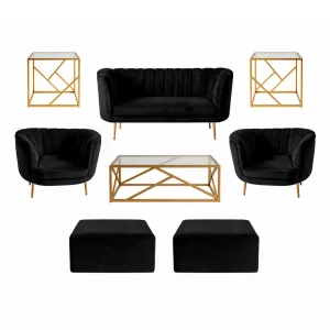 Halo Lounge + Side Tables - Black