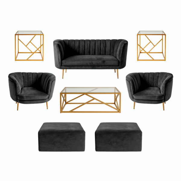 Halo Lounge + Side Tables - Black