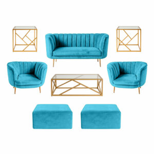 Halo Lounge + Side Tables - Light Blue