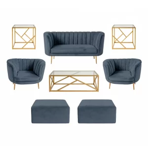 Halo Lounge + Side Tables - Dark Blue