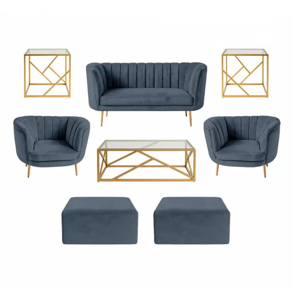 Halo Lounge + Side Tables - Light Blue