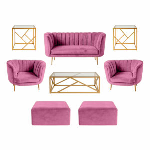 Halo Lounge + Side Tables - Pink