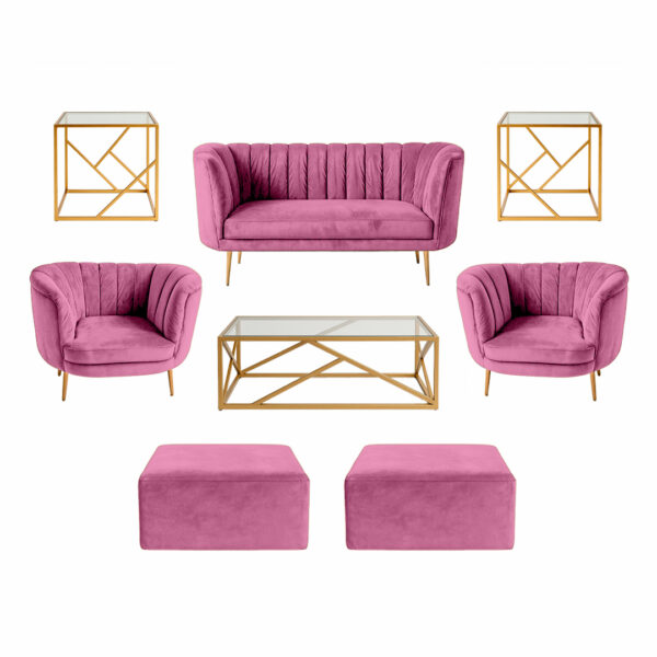 Halo Lounge + Side Tables - Pink