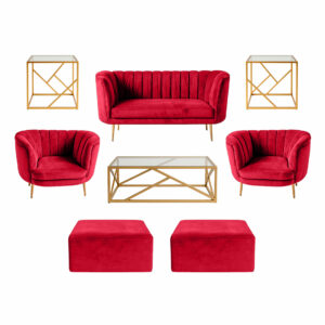 Halo Lounge + Side Tables - Red