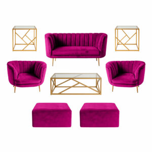 Halo Lounge + Side Tables - Hot Pink