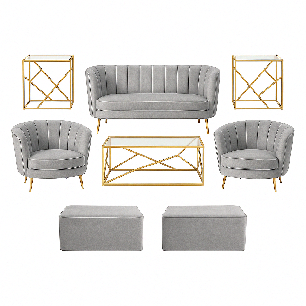 Halo Lounge + Side Tables - Silver