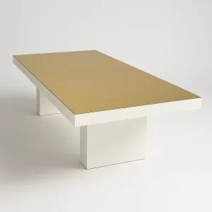 White Acrylic Dining Table – Top Gold