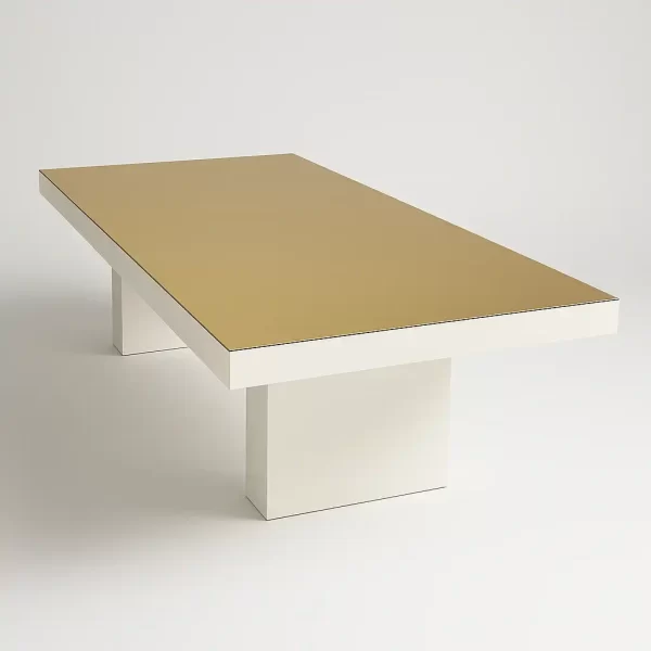 White Acrylic Dining Table – Top Gold