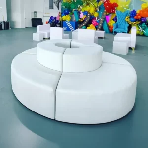 Leather White Round - 8 Seats
