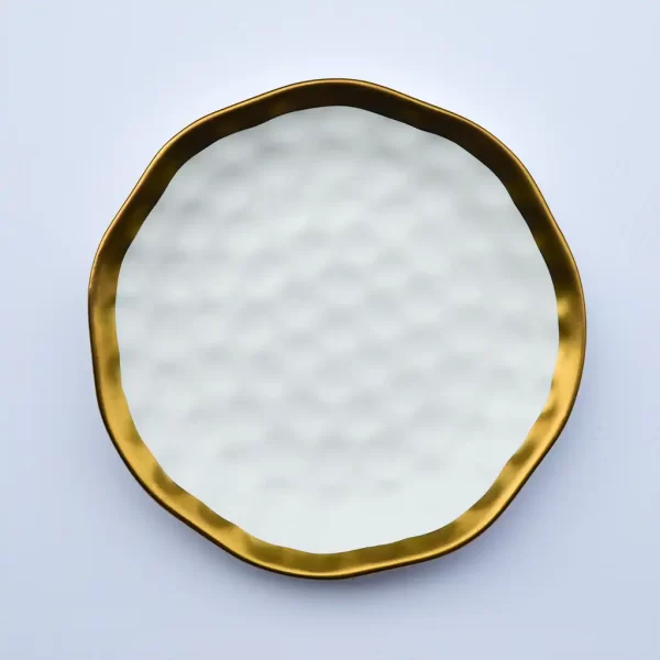 Plate Set - Ivory Hammered Glass