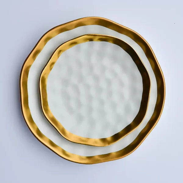 Plate Set - Ivory Hammered Glass