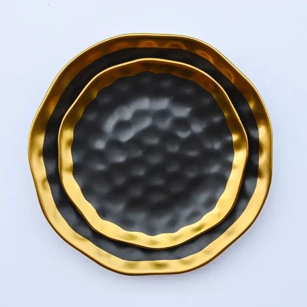 Plate Set - Midnight Hammered Glass