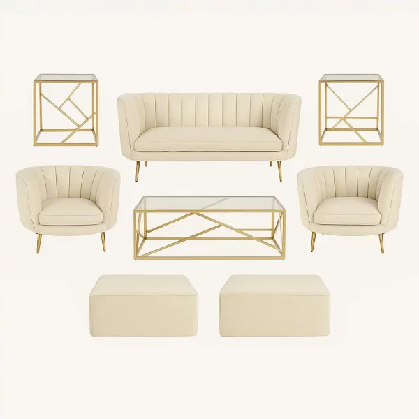 Halo Lounge + Side Tables - Ivory