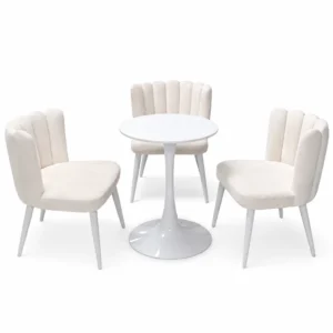 DINING SET WHITE CHAIRS – WHITE TABLE
