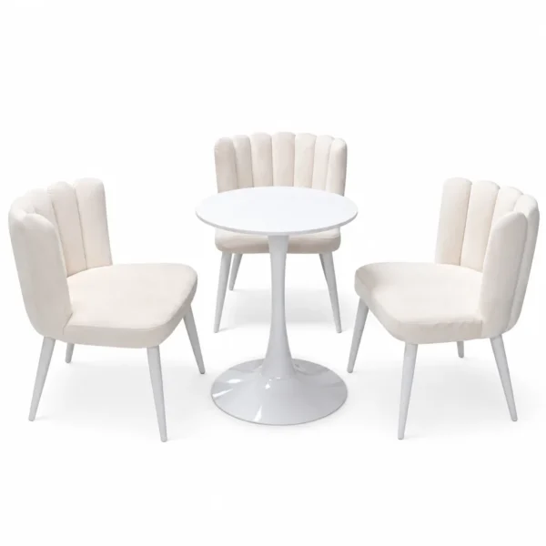DINING SET WHITE CHAIRS – WHITE TABLE