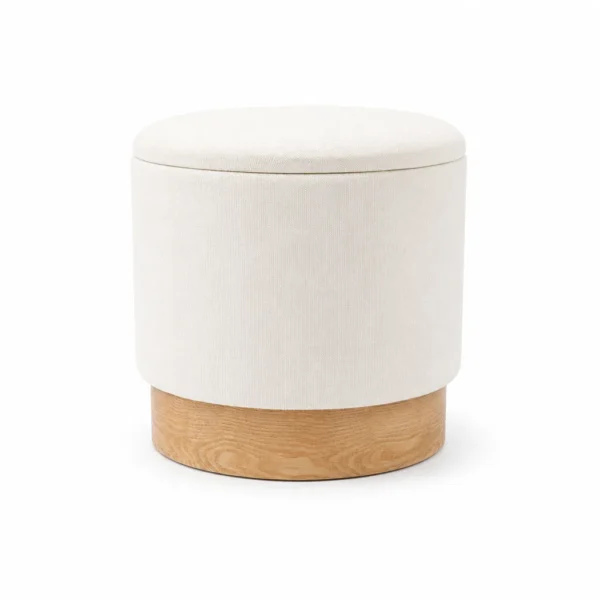 OTTOMAN WOOD BASE – CREAM