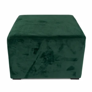 SQUARE OTTOMAN BLACK FEET – DARK GREEN