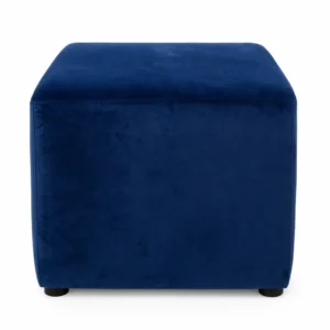 SQUARE OTTOMAN BLACK FEET – NAVY BLUE