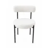 Moon Velvet Chair (Black Frame) – White