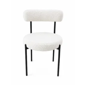 Moon Velvet Chair (Black Frame) – White