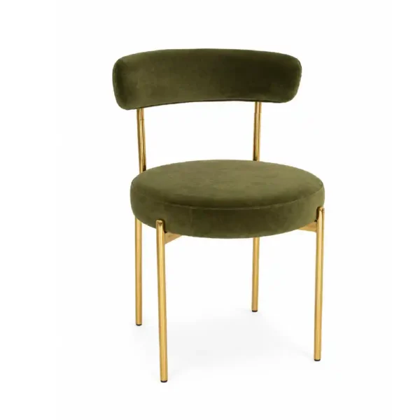 Moon Velvet Gold Dining Chair – Olive